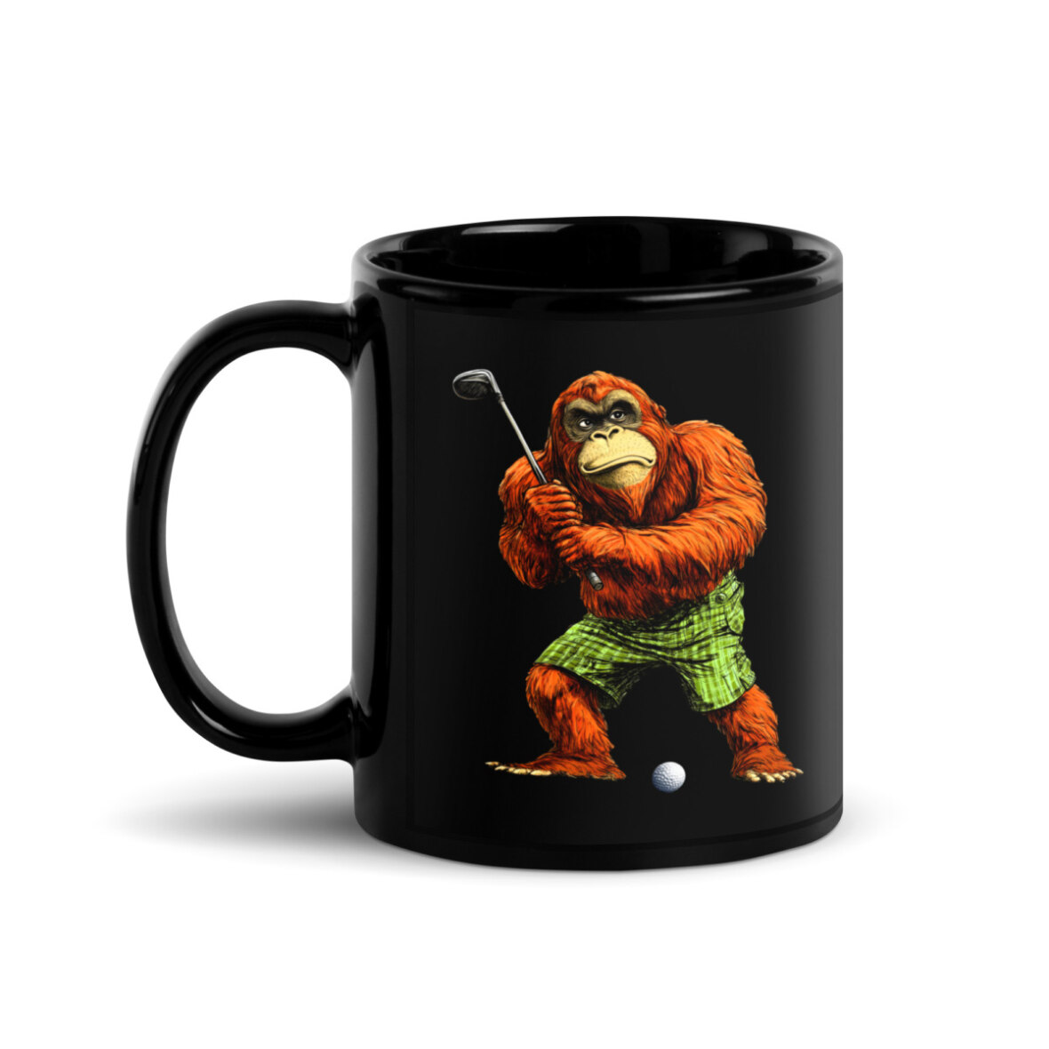 Cooler Golf Affe Tasse Schwarz