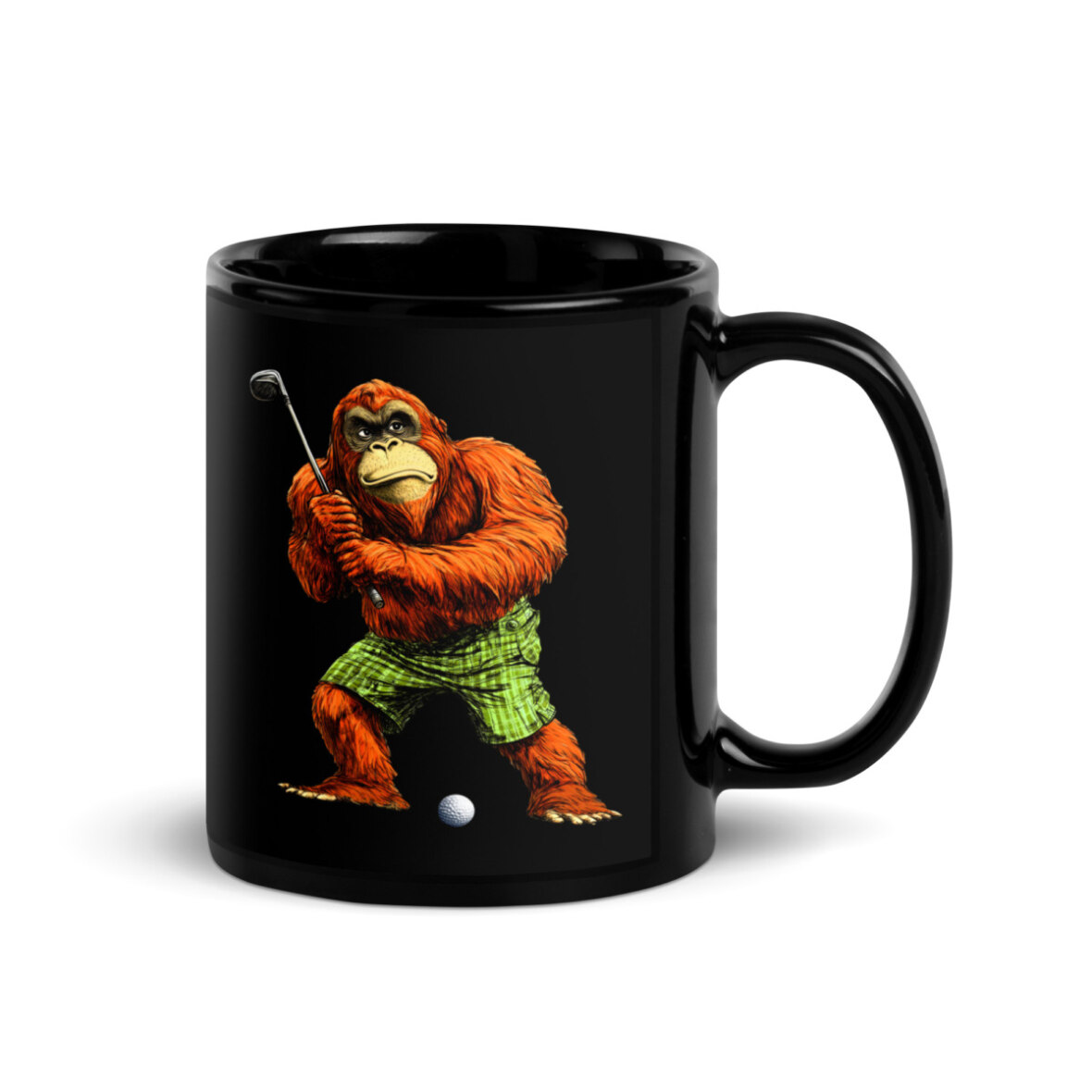 Cooler Golf Affe Tasse Schwarz