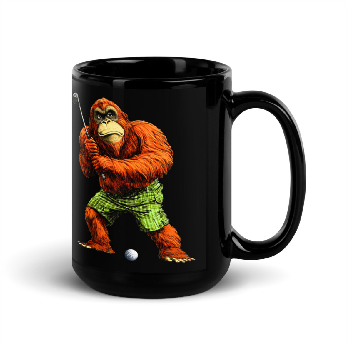 Cooler Golf Affe Tasse Schwarz
