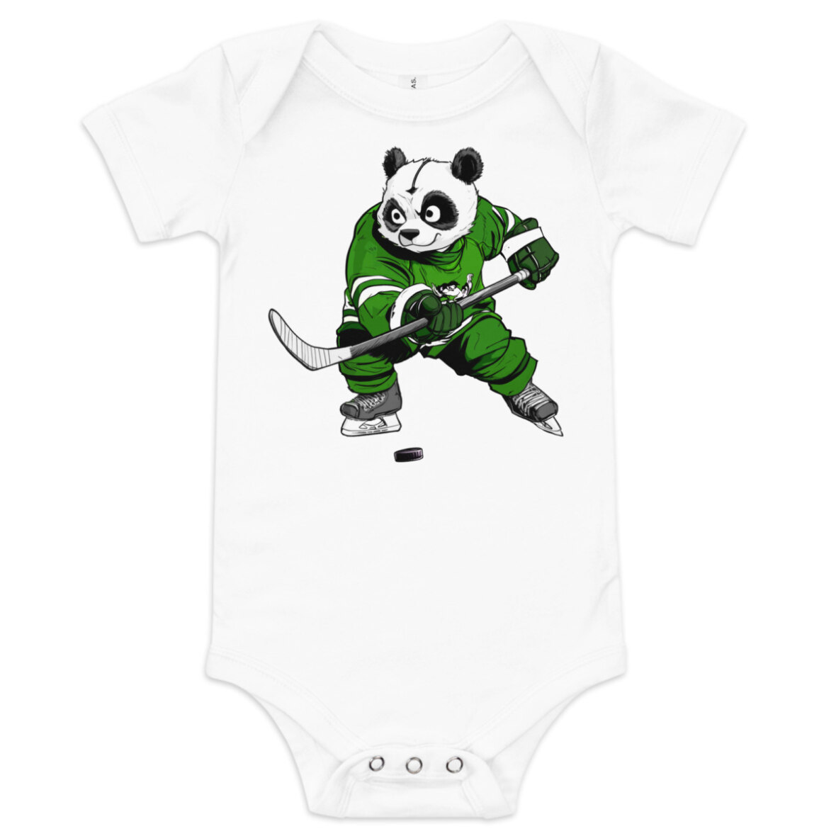 Eishockey Panda Babybody Weiss