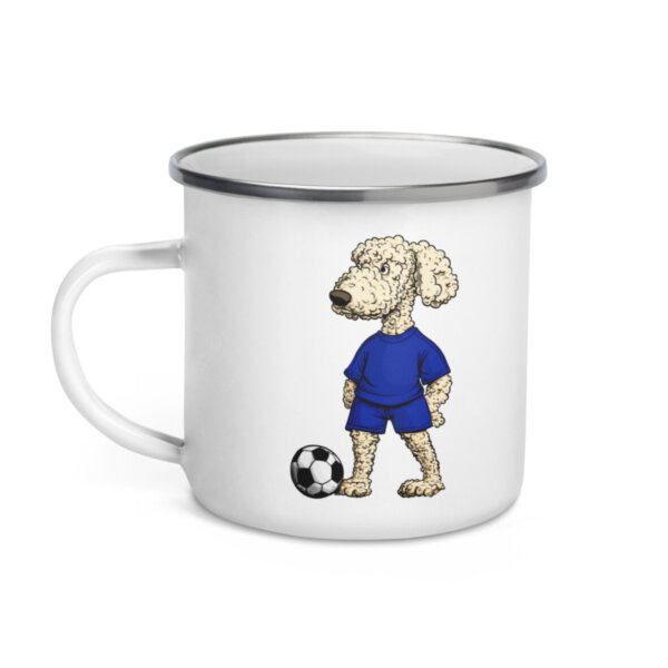 Fussballer Pudel Camping Tasse Emaille