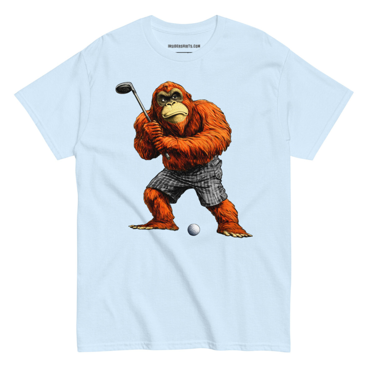 Golfender Orang Utan Maenner T Shirt Hellblau