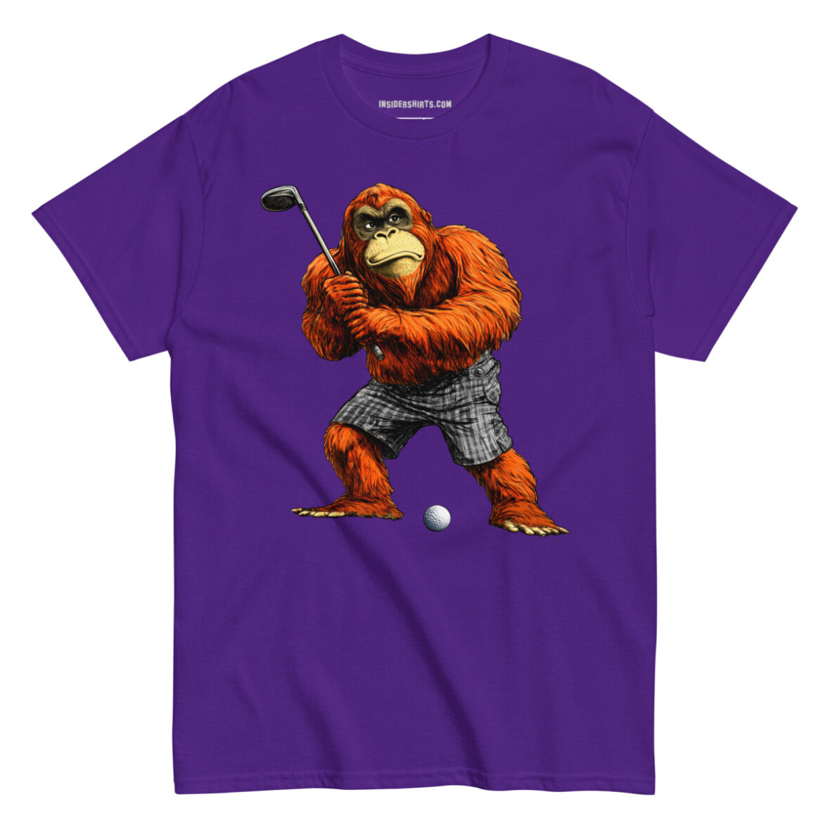 Golfender Orang Utan Maenner T Shirt Lila