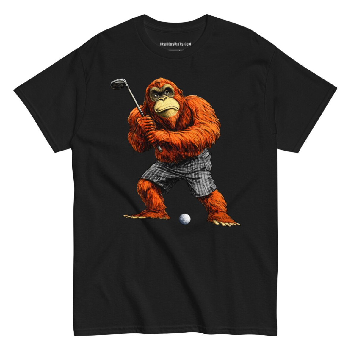 Golfender Orang Utan Maenner T Shirt Schwarz