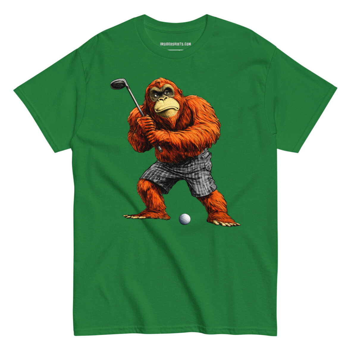 Golfender Orang Utan Maenner T Shirt Turf Green