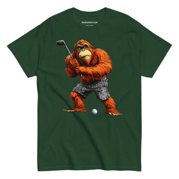 Golfender Orang Utan Maenner T Shirt Waldgruen