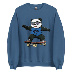 Pandas Skateboard Maenner Pullover Indigoblau