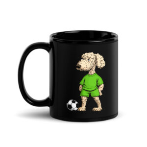 Pudel Fussball Hund Tasse Schwarz