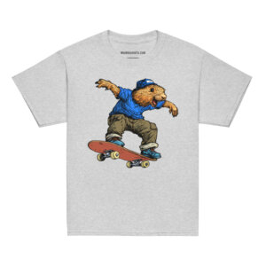 Skateboard Murmeltier Kinder T Shirt Sportgrau