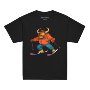 Ski Stier Kinder T Shirt Schwarz