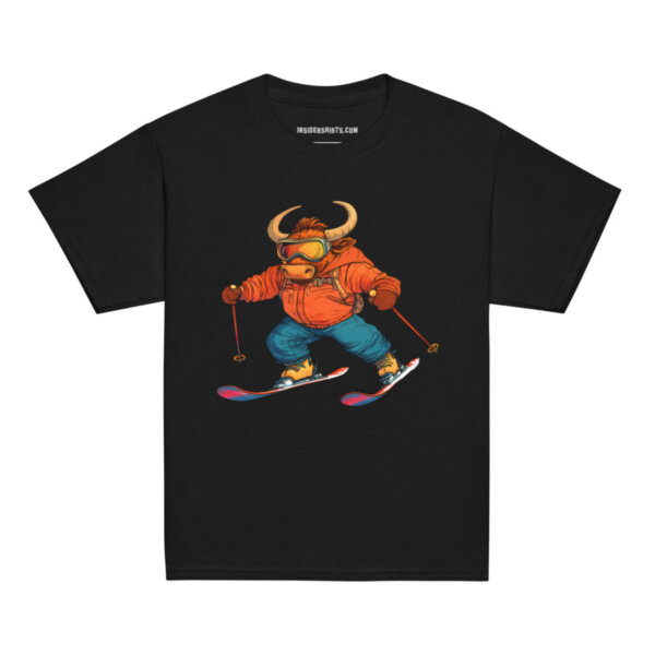 Ski Stier Kinder T Shirt Schwarz