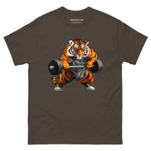 Starker Tiger Maenner T Shirt Dunkle Schokolade