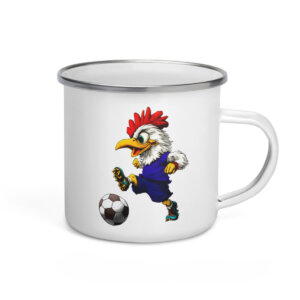 Fussball Hahn Camping Tasse Emaille