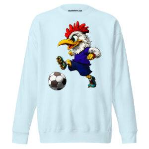 Fussball Hahn Maenner Pullover Sky Blue