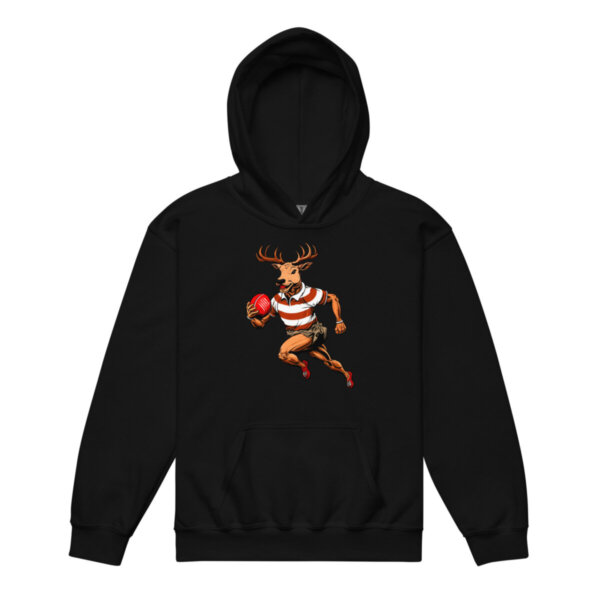 Hirsch Rugby Kinder Kapuzenpulli Schwarz