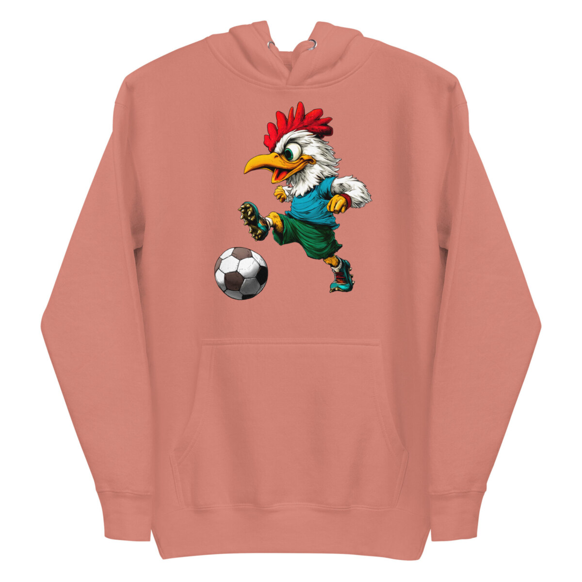 Huhn Fussballer Frauen Kapuzenpulli Dusty Rose