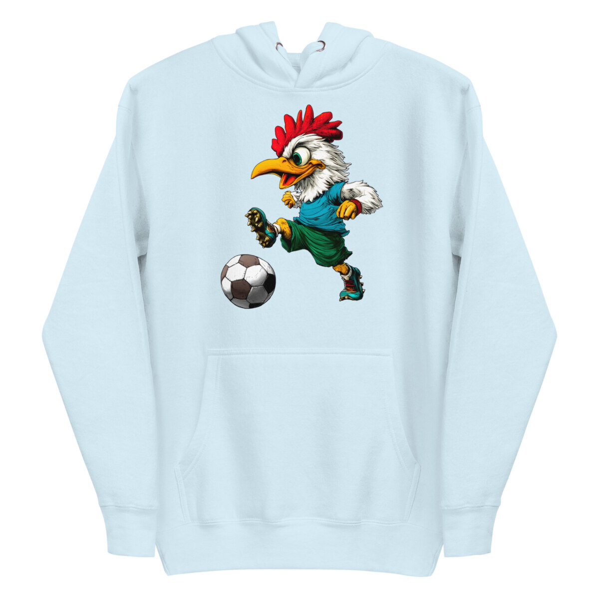 Huhn Fussballer Frauen Kapuzenpulli Sky Blue