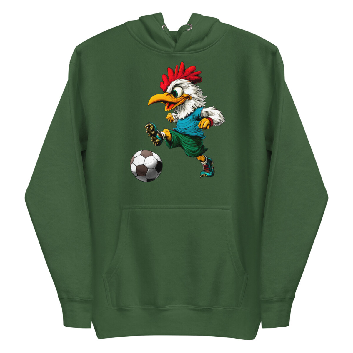 Huhn Fussballer Frauen Kapuzenpulli Waldgruen
