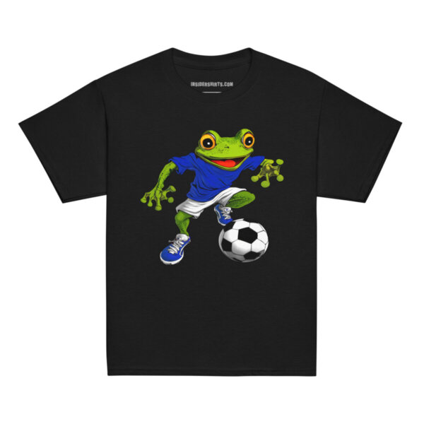 Fussball Frosch Kinder T Shirt Schwarz