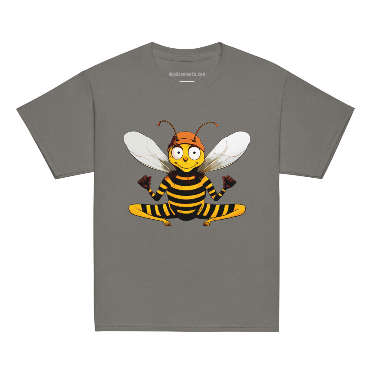 Bee Yoga Kinder T Shirt Holzkohle