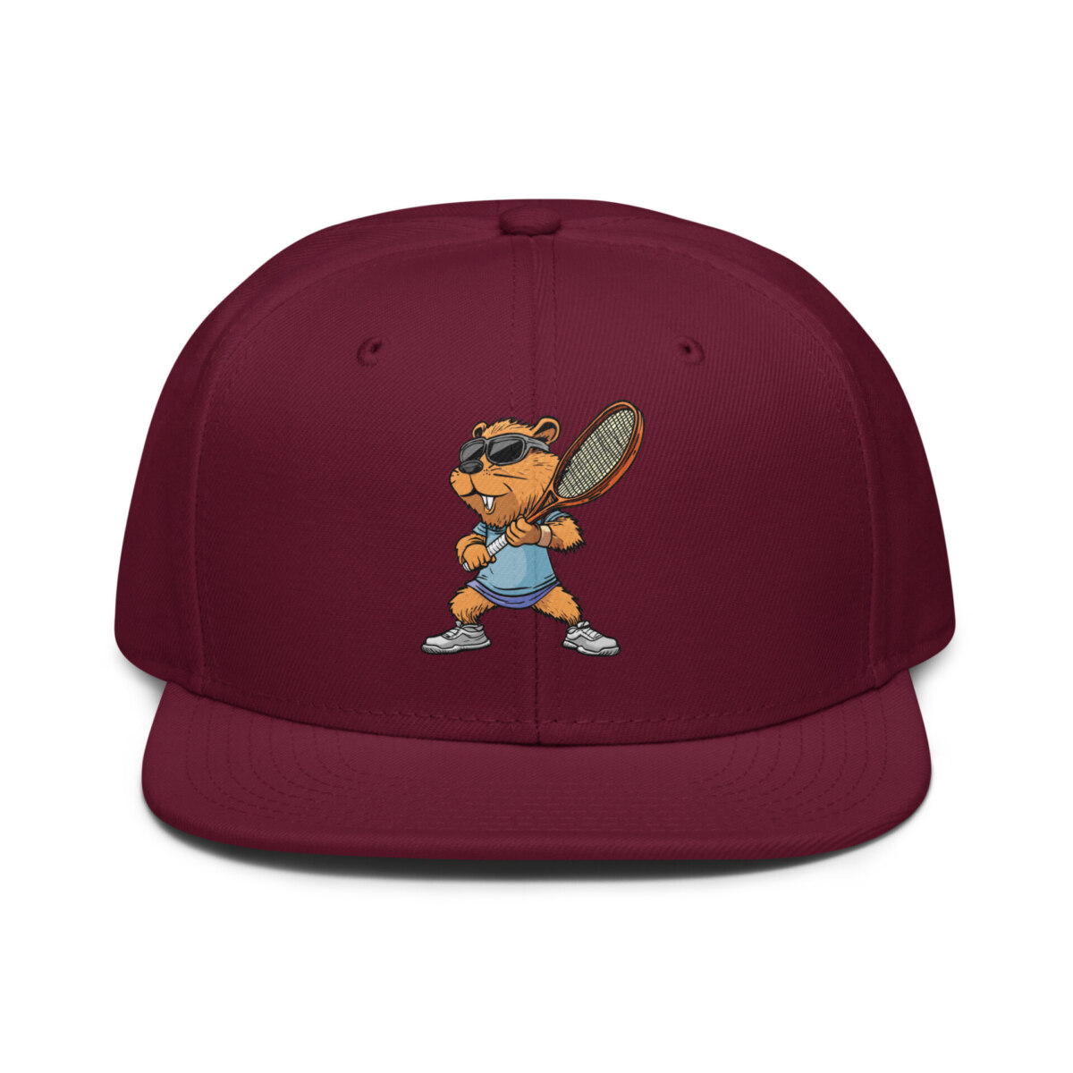 Tennis Biber Snapback Cap Burgunder Kastanienbraun