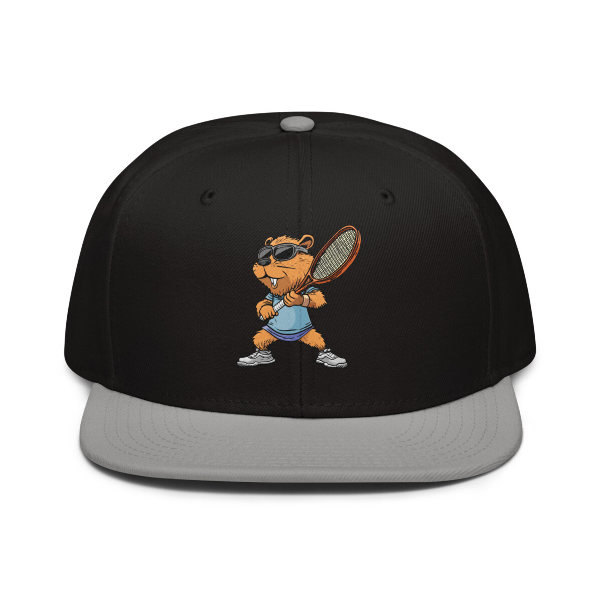 Tennis Biber Snapback Cap Grau Schwarz Schwarz