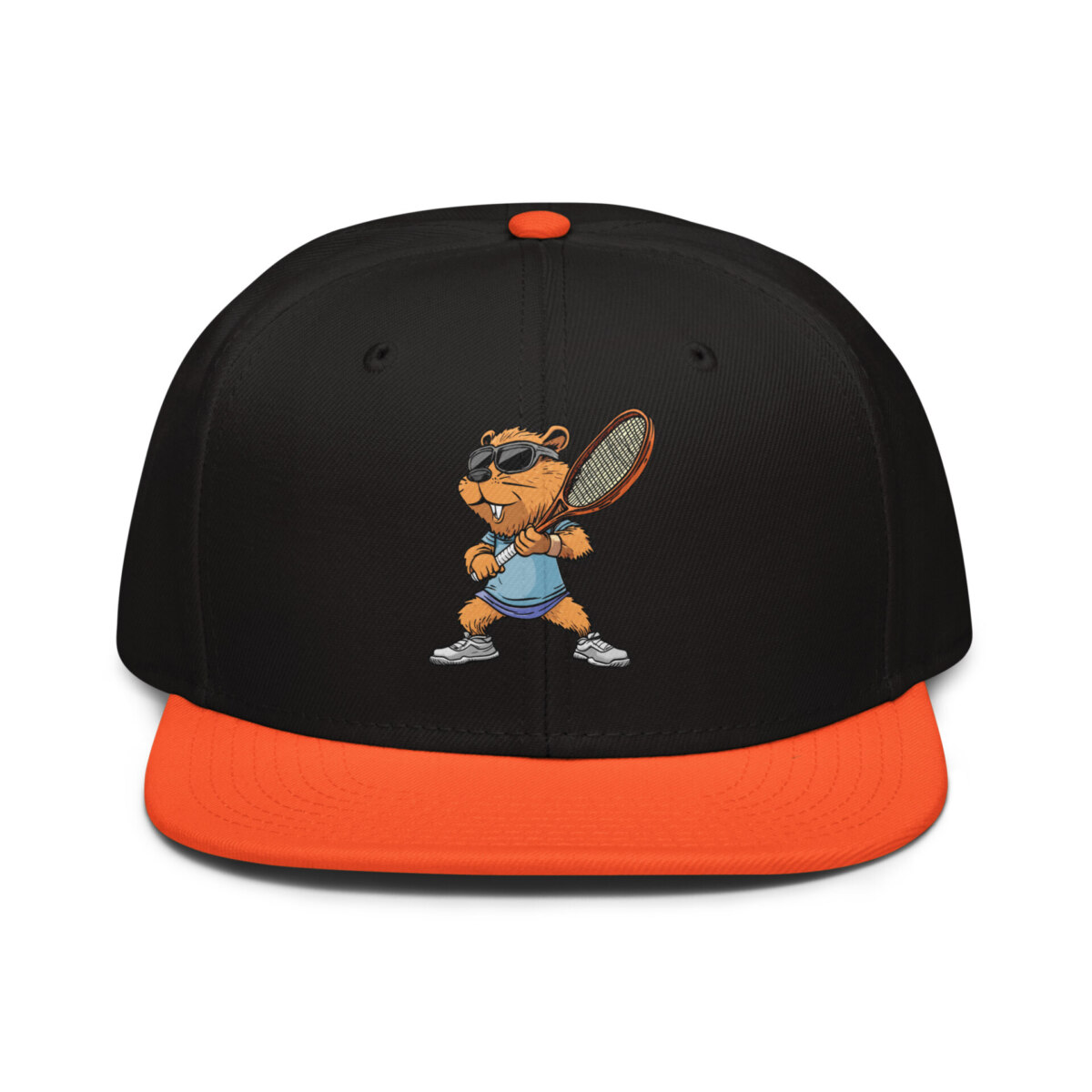 Tennis Biber Snapback Cap Orange Schwarz Schwarz