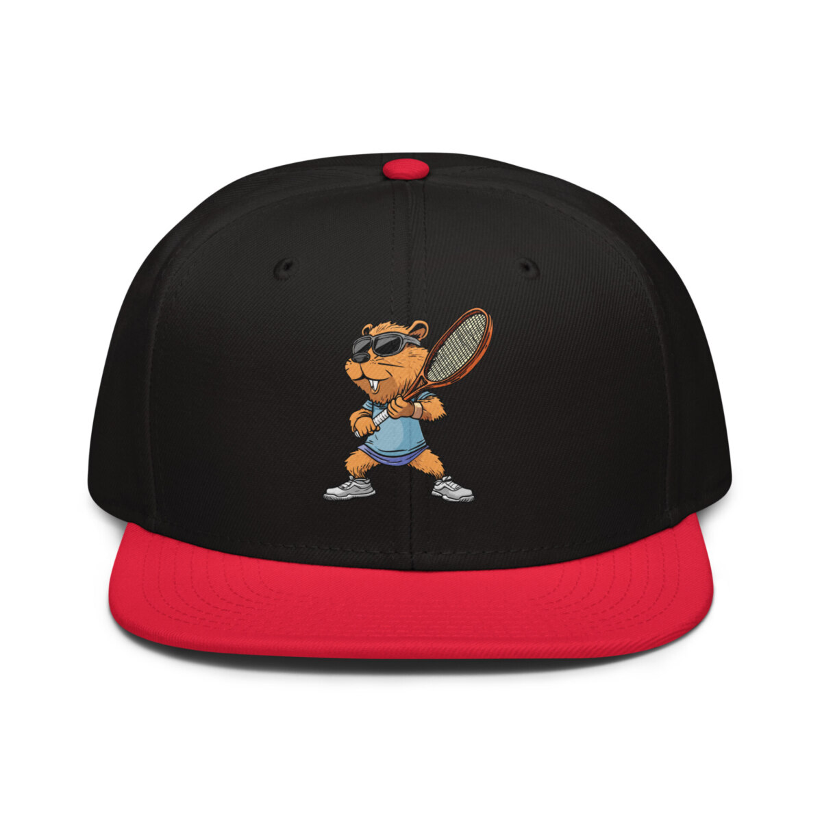 Tennis Biber Snapback Cap Rot Schwarz Schwarz