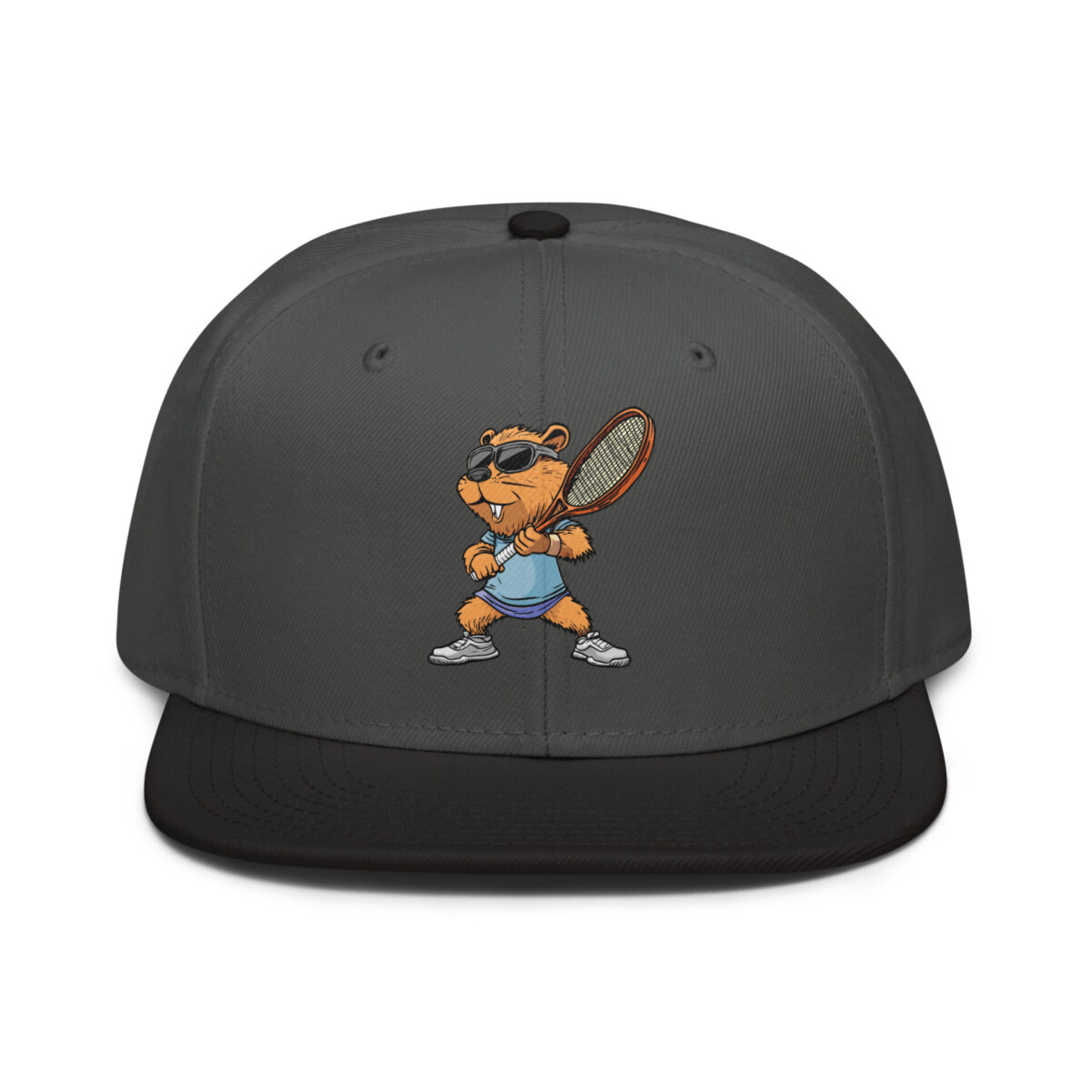 Tennis Biber Snapback Cap Schwarz Anthrazit Anthrazit