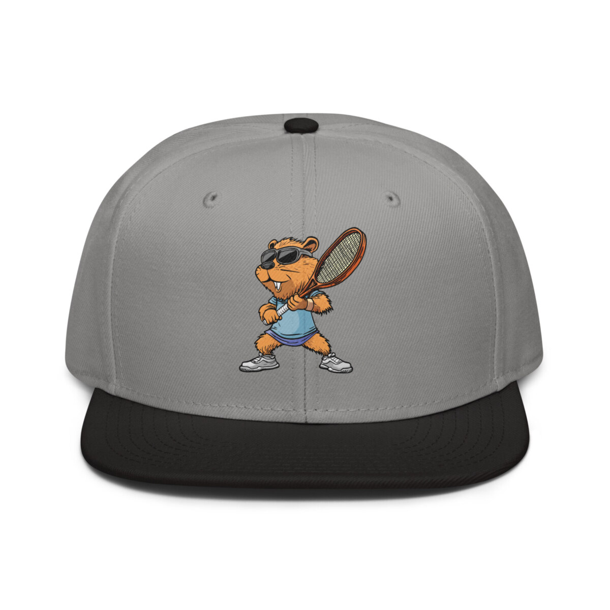 Tennis Biber Snapback Cap Schwarz Grau Grau