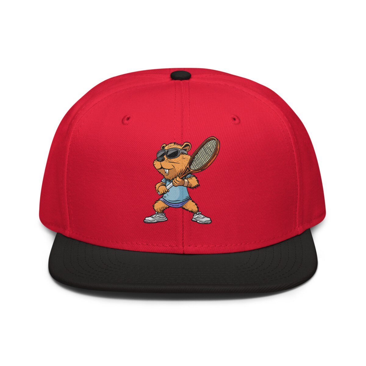 Tennis Biber Snapback Cap Schwarz Rot Rot