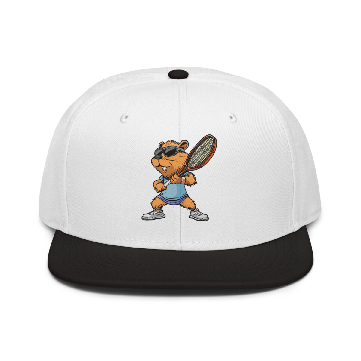 Tennis Biber Snapback Cap Schwarz Weiss Weiss