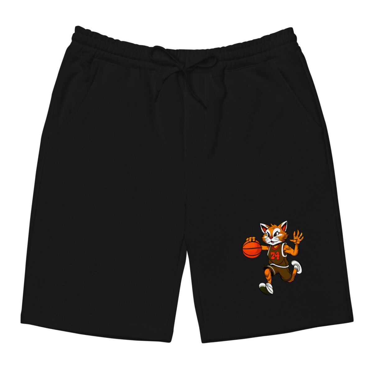 Basketballer Katze Fleece Shorts Schwarz