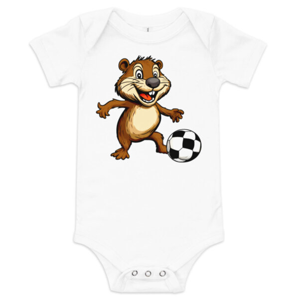 Biber Fussball Babybody Weiss