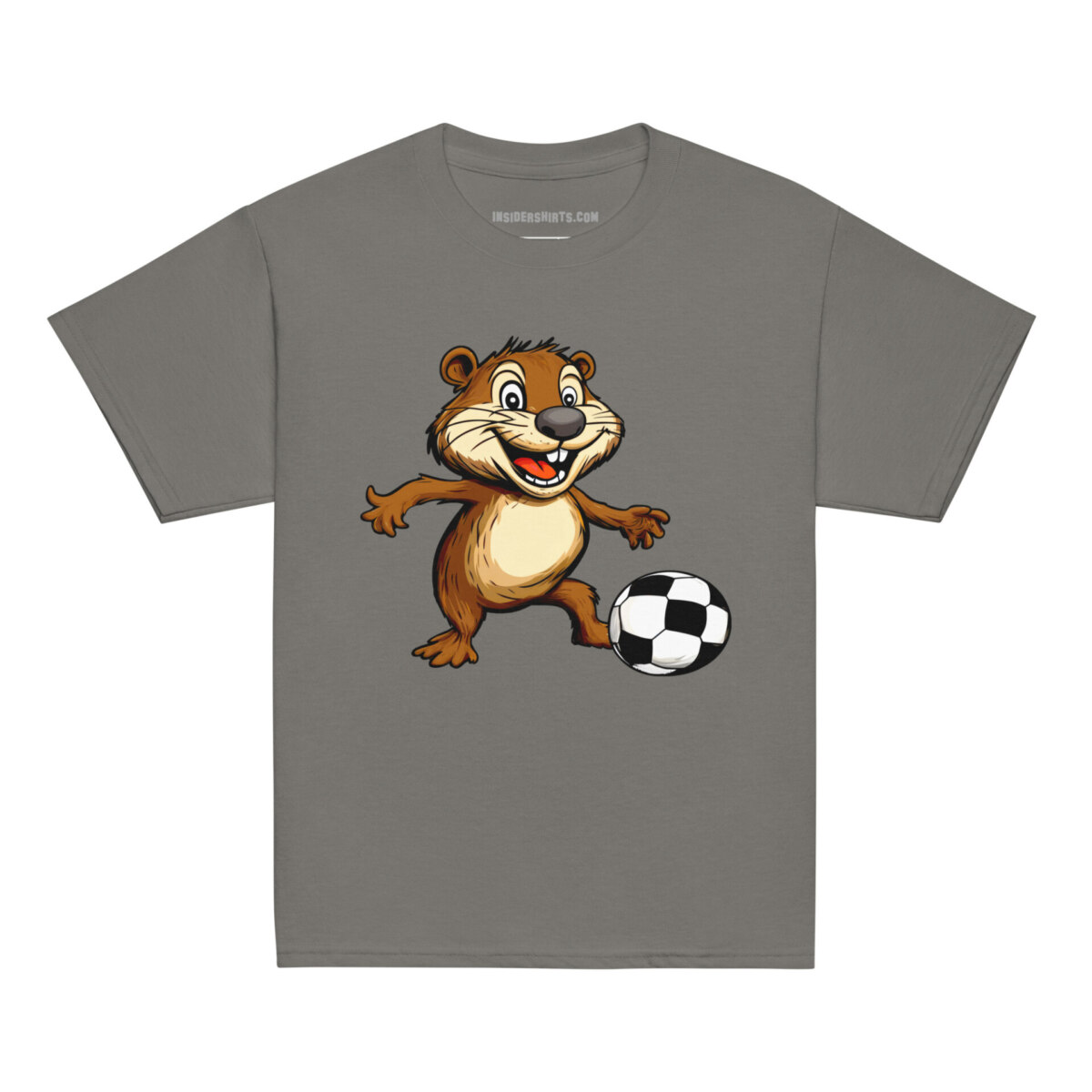 Biber Fussball Kinder T Shirt Holzkohle