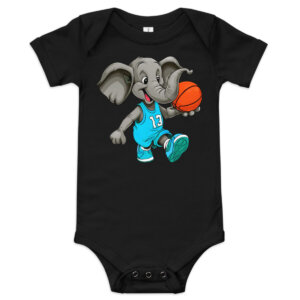 Basketball Elefant Babybody Schwarz
