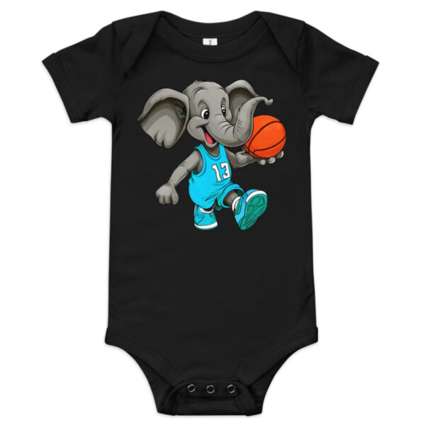 Basketball Elefant Babybody Schwarz