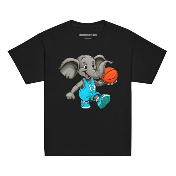 Basketball Elefant Kinder T Shirt Schwarz