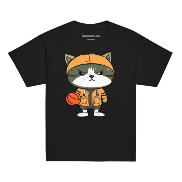 Basketball Katze Kinder T Shirt Schwarz