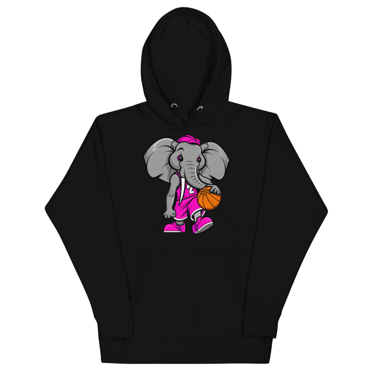 Elefant Basketballer Frauen Kapuzenpulli Schwarz