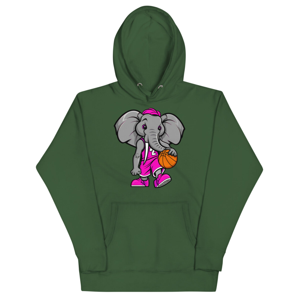 Elefant Basketballer Frauen Kapuzenpulli Waldgruen