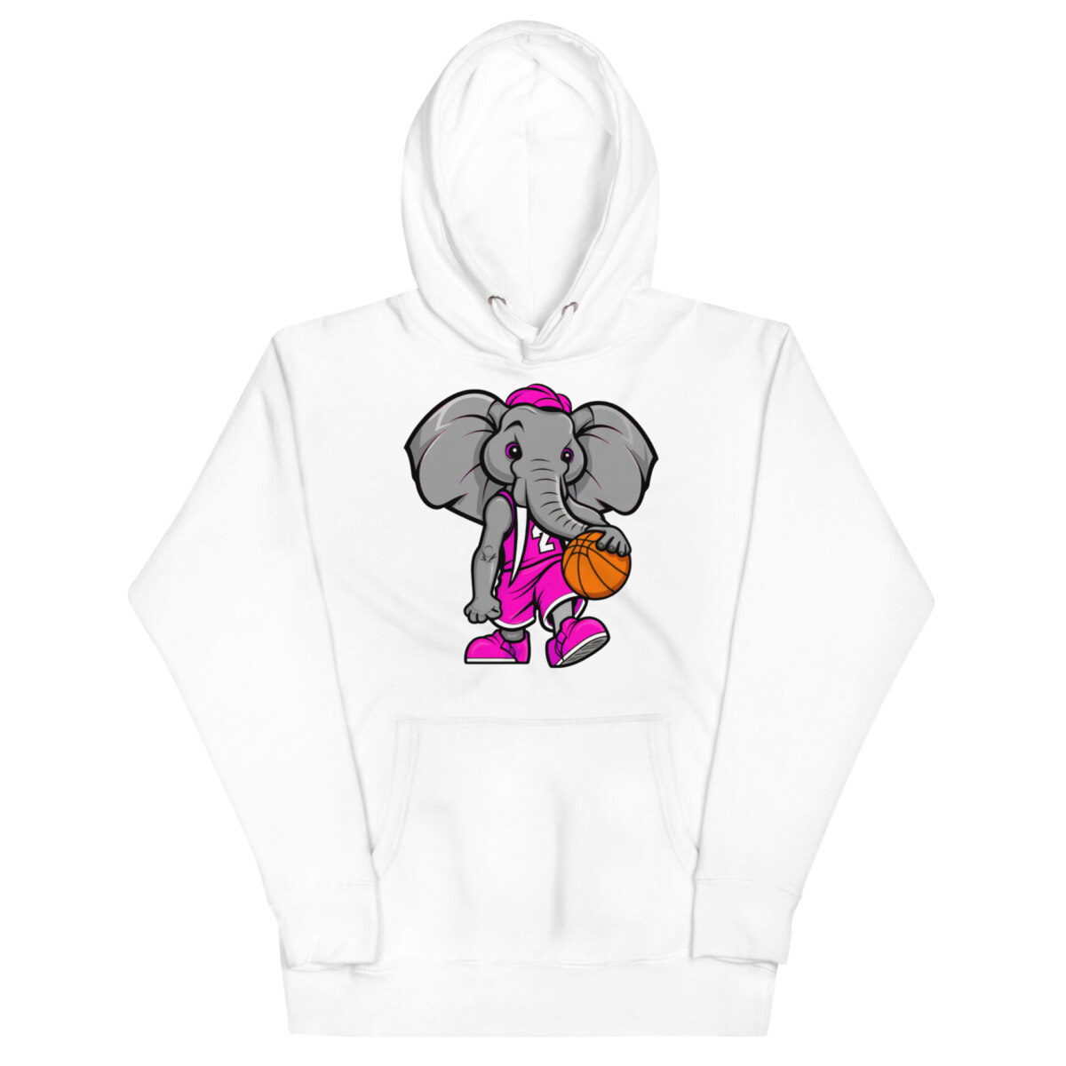 Elefant Basketballer Frauen Kapuzenpulli Weiss