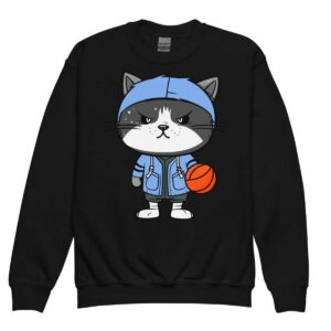 Katzen Basketball Kinder Pullover Schwarz