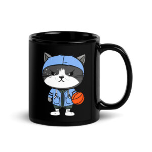 Katzen Basketball Tasse Schwarz