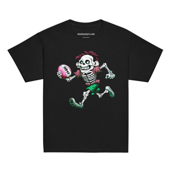 Skelett Rugby Kinder T Shirt Schwarz