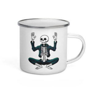Skelett Yoga Camping Tasse Emaille