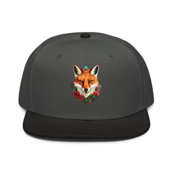 Blumen Fuchs Snapback Cap Schwarz Anthrazit Anthrazit