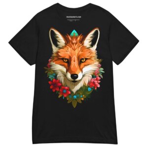Fuchs Blumen Frauen T Shirt Schwarz