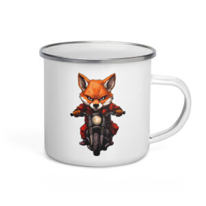 Motorrad Fuchs Camping Tasse Emaille