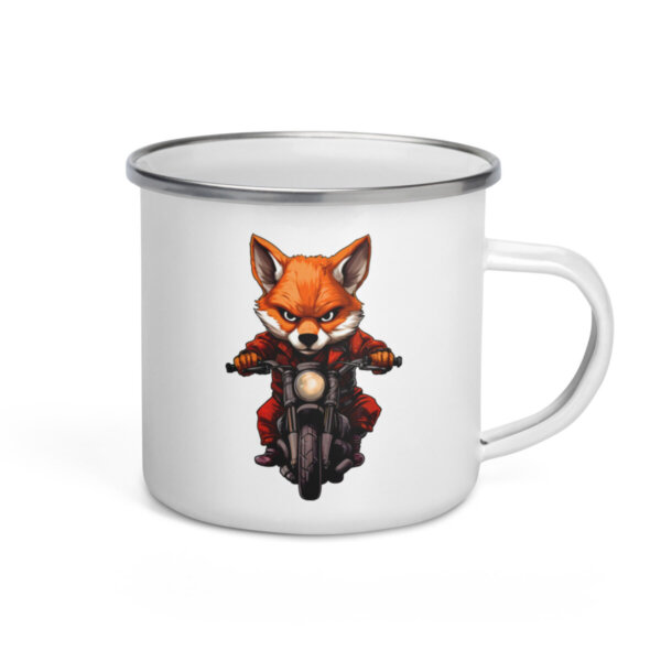 Motorrad Fuchs Camping Tasse Emaille